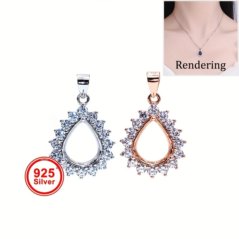 1pc Rose Golden Silvery Tear D - Bezels Set Pendant recension och pris